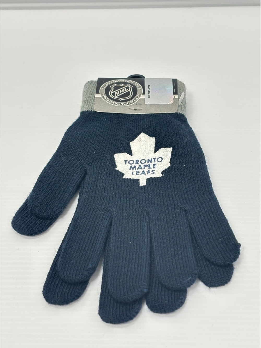 Official NHL Toronto Maple Leafs Knit Gloves - Navy Blue and Grey, One Size